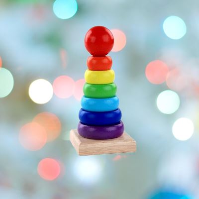 Jouet en Bois - WoodenToys™ - Tour arc - en - ciel - Bébé Découvre